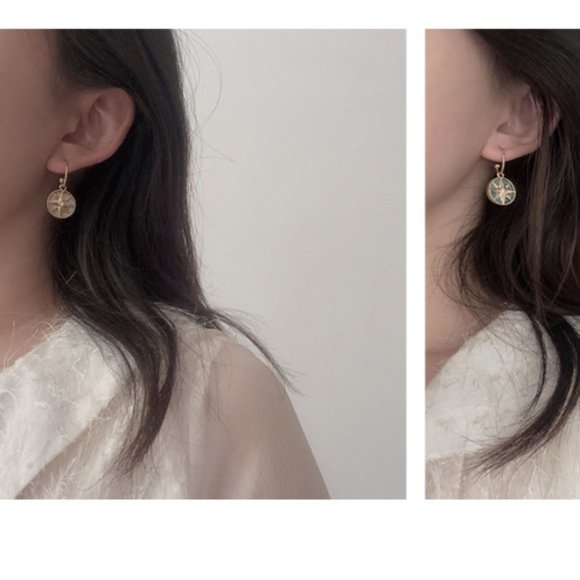 💙💕Last one Rose Des Vents Charm Hoops Earrings - Picture 7 of 9